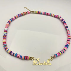 Stainless Steel Soft Pottery English Letter Name Necklace - 7