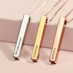 Sterling Silver Couple Name Silver Bar Necklace - Name Bracelets
