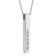 Sterling Silver Couple Name Silver Bar Necklace - White / 925silver - Name Bracelets