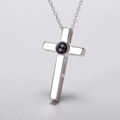 Sterling Silver Cross Projection Couple Necklace Fashion Photo Customization - 7
