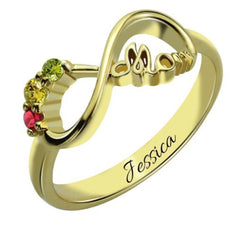 Sterling Silver Infinity Ring Jewelry Personalized Name Custom Ring - Gold size5 - 7