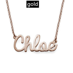 Sterling Silver Private Custom Necklace Letter Name Girl - Gold - 7