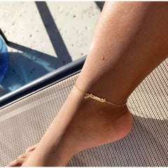 Summer Personalized Custom Name Anklets For Women Stainless Steel Cable Chain Gold Colour Sandy Beach Exquisite Jewelry