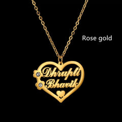 Titanium Steel Cut Heart-shaped Name Necklace Hollow Peach Heart With Diamonds - 7