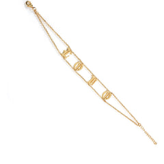 Titanium Steel Old English Letter Name Necklace - Gold - 7