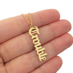 Vertical Name Necklace Ancient English Necklace Pendant Lock - 7