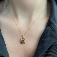 Vintage Heart Lock Photo Box Necklace - Gold