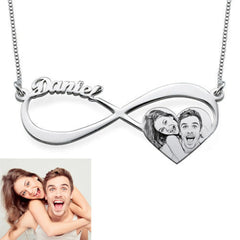 Women’s Fashion Infinite Photo Necklace - Silver - 7