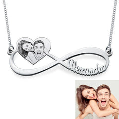 Women’s Fashion Infinite Photo Necklace - Silver - 7