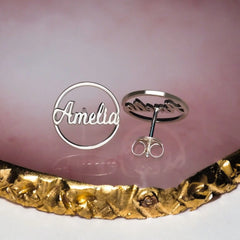 Women’s Fashion Simple Personalized Circle Name Earrings - 7
