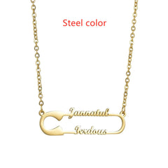 Women’s Stainless Steel Name Pin Necklace - Steel color - 7