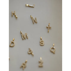 Your Name S925 Sterling Silver Plated 14K Gold 26 Letters Necklace Pendant Cute Mini Couple DIY Matching