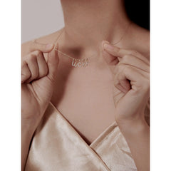 Your Name S925 Sterling Silver Plated 14K Gold 26 Letters Necklace Pendant Cute Mini Couple DIY Matching