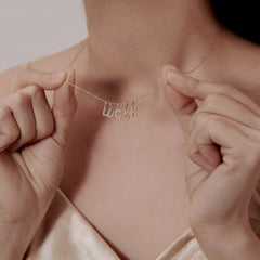 Your Name S925 Sterling Silver Plated 14K Gold 26 Letters Necklace Pendant Cute Mini Couple DIY Matching