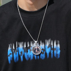 Zircon Color Photo Couple Necklace - Silver - 7