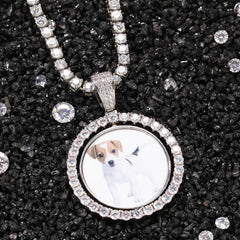 Zircon Color Photo Couple Necklace - Silver - 7