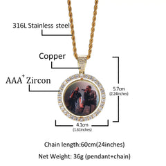 Zircon Color Photo Couple Necklace - Silver - 7