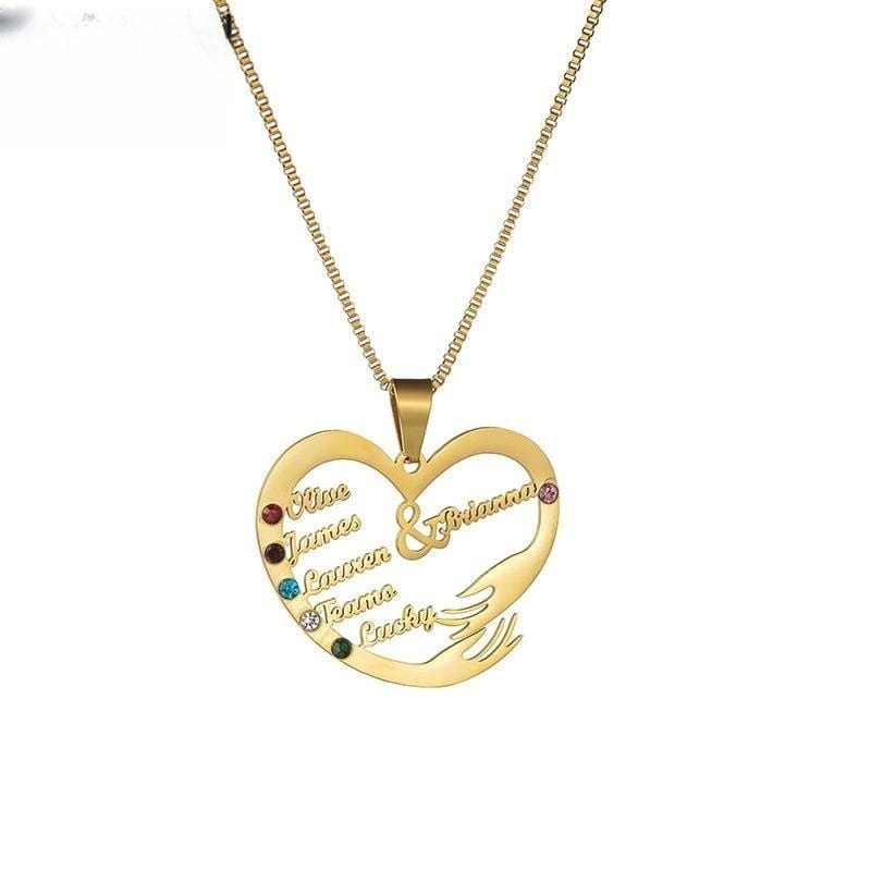 Stainless Steel English Alphabet Heart Necklace with Diamond Inlaid Pendant