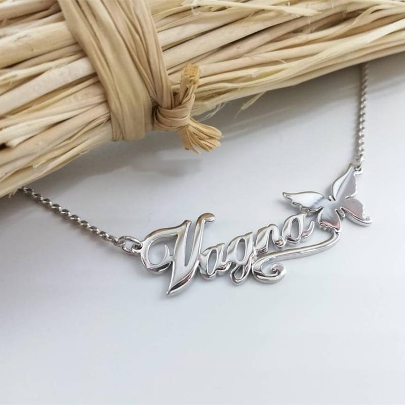 Custom Stainless Steel Butterfly Name Necklace for Women