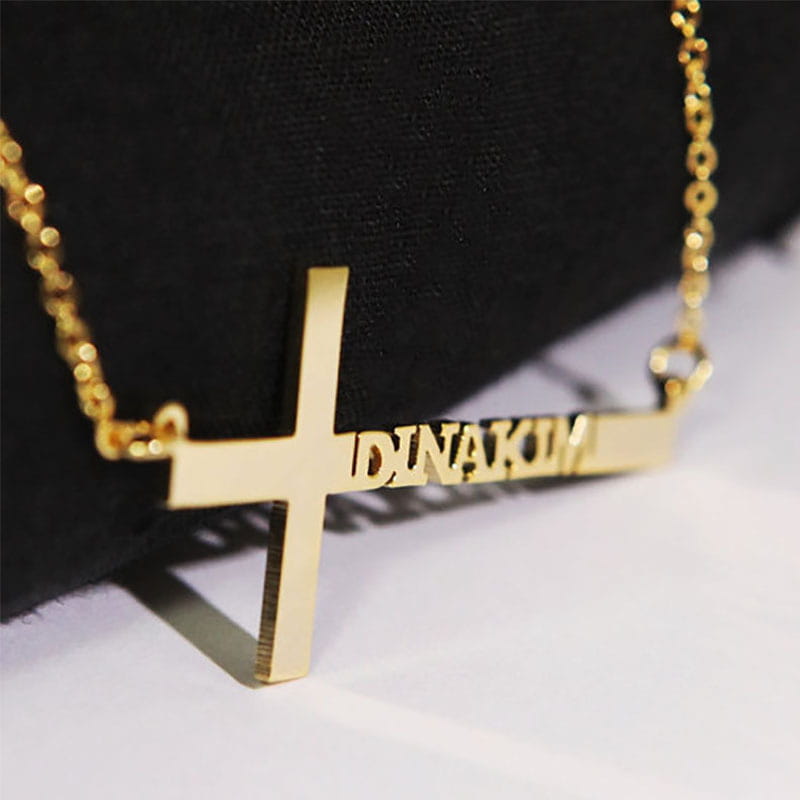 Personalized Name Stainless Steel Cross Necklace Unisex Jewelry