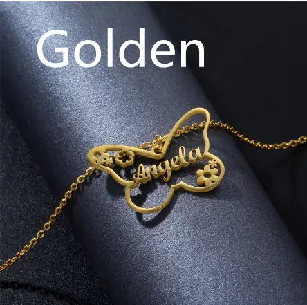 Custom Two Names Necklace in Titanium Steel and Rose Gold Finish