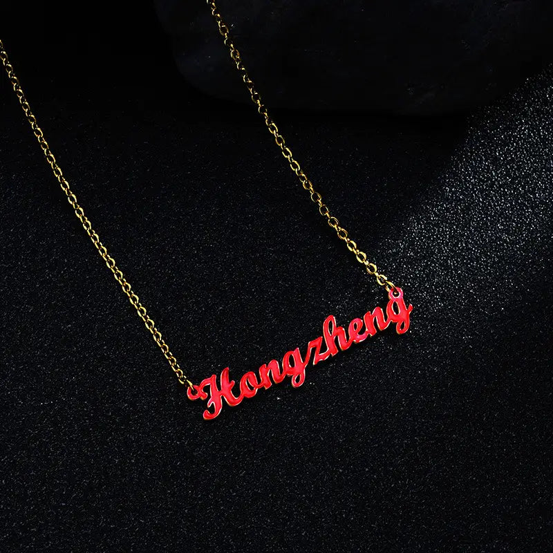 Gold Dripping Oil Name Necklace in Stainless Steel for Everyone