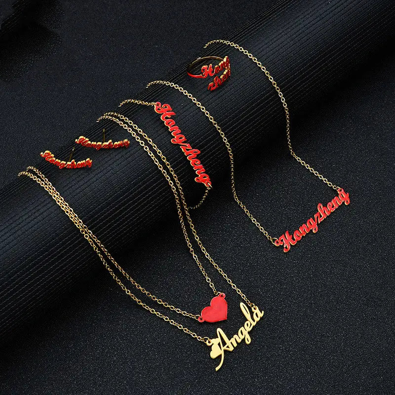 Gold Dripping Oil Name Necklace in Stainless Steel for Everyone