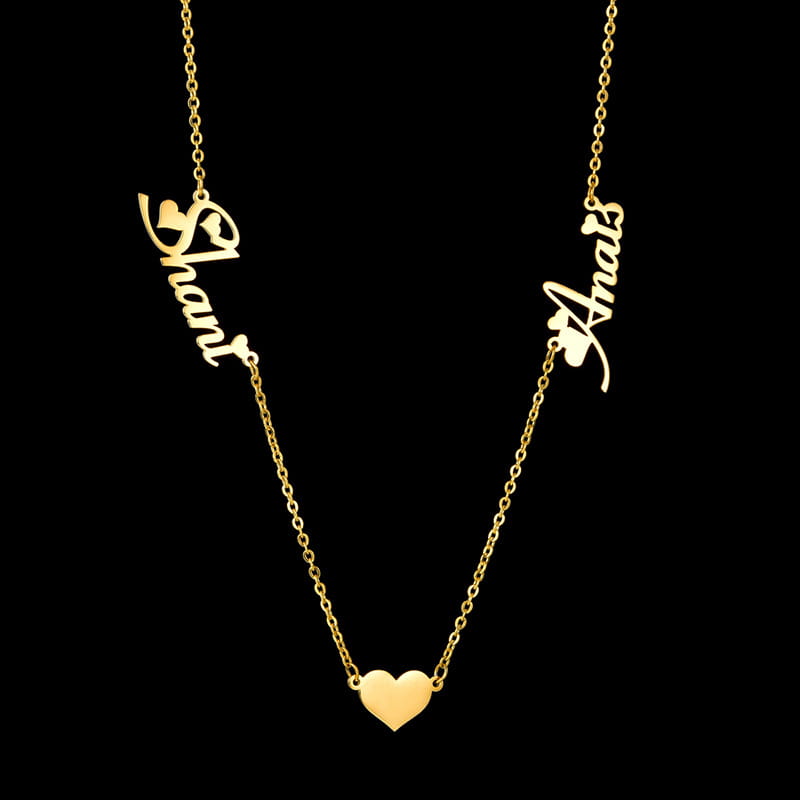 Gold Stainless Steel Heart Pendant Custom Name Necklace for Women
