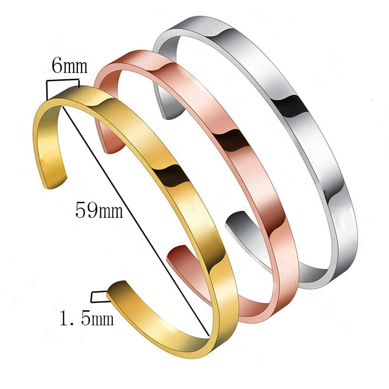Personalized C-shaped Stainless Steel Bracelet for Women