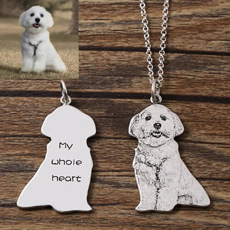 Customized Silver Cat and Dog Photo Necklace Jewelry