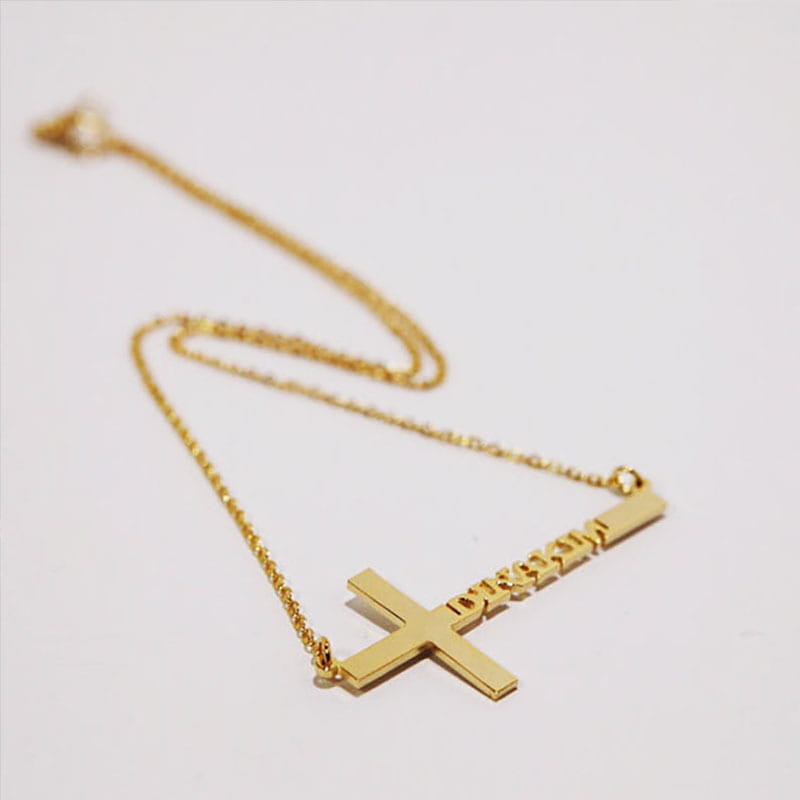 Personalized Name Stainless Steel Cross Necklace Unisex Jewelry
