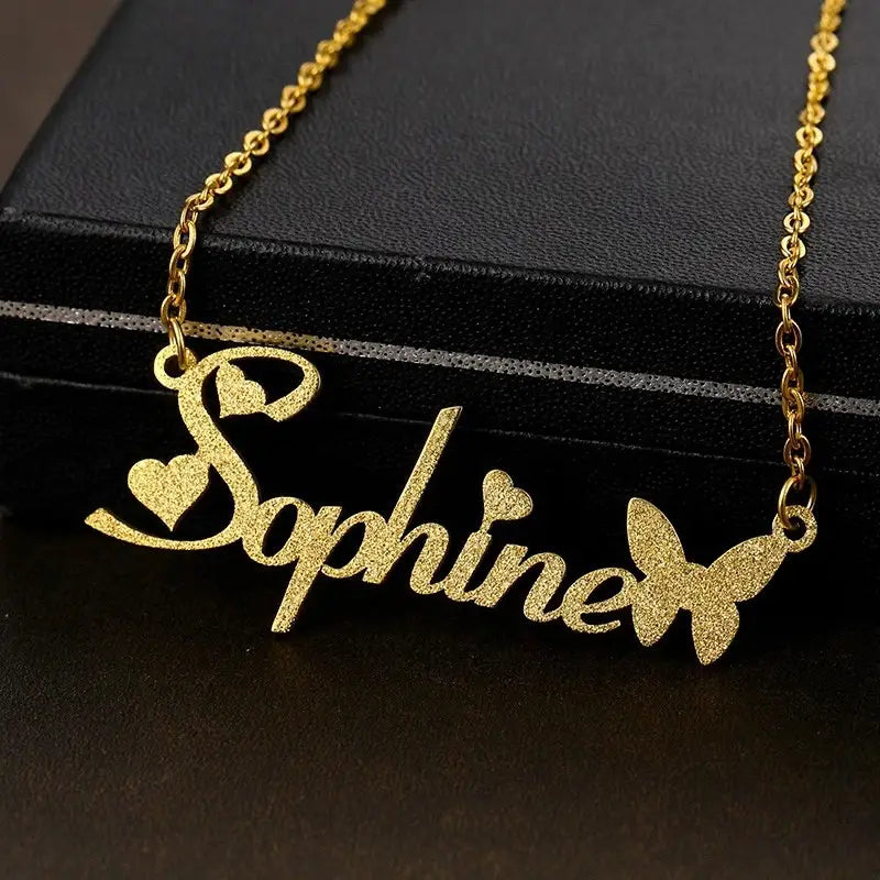 Personalized Stainless Steel Butterfly Charm Necklace for Women