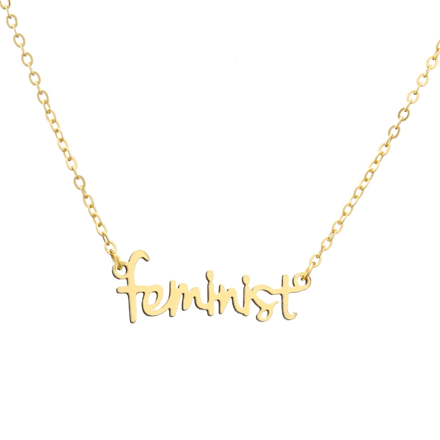 Feministische Schmuckkette aus goldenem Edelstahl für Frauen