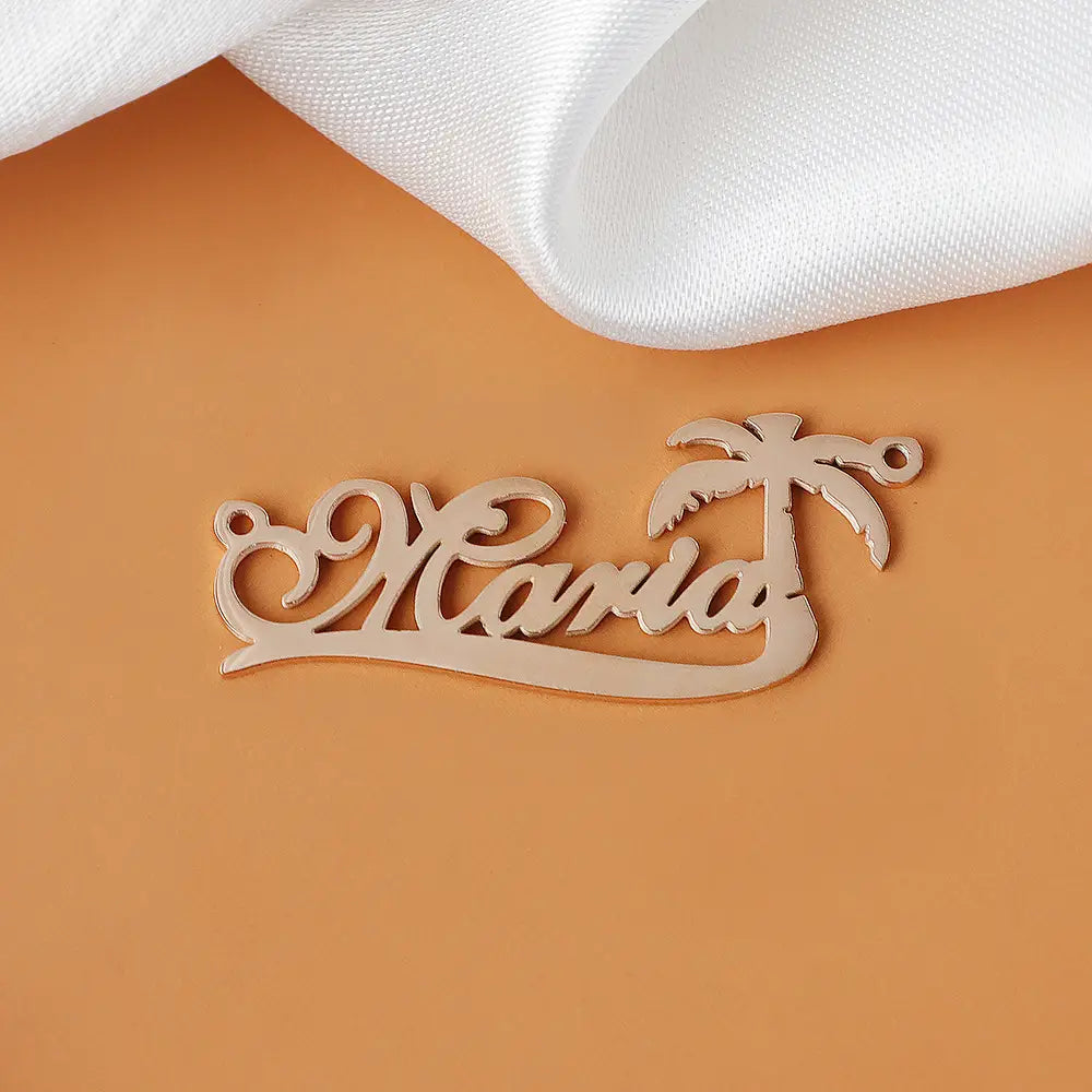 Coconut Tree Name Necklace in Stainless Steel Jewelry for a Fun Style