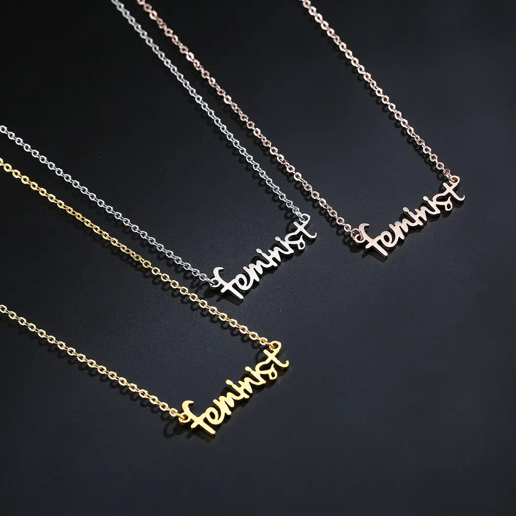 Feministische Schmuckkette aus goldenem Edelstahl für Frauen