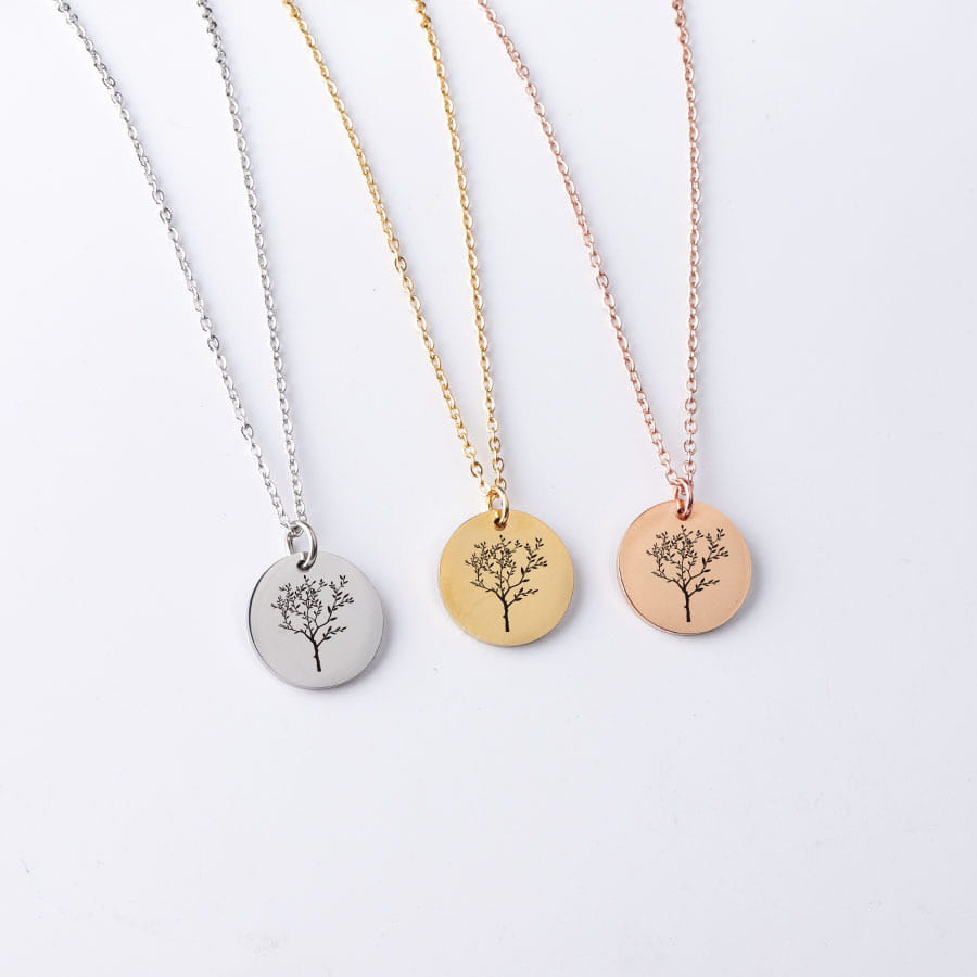 Personalized Simple Stainless Steel Pendant Necklace in Gold or Rose Gold