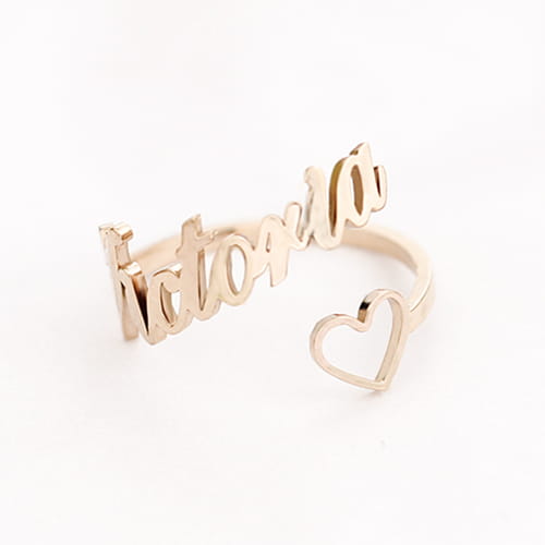 Personalized Heart Name Ring in Adjustable Stainless Steel Jewelry