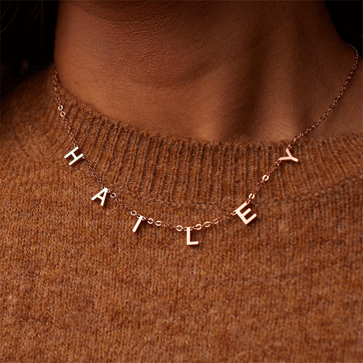 Personalized Name Necklace in Letters Gold for Women