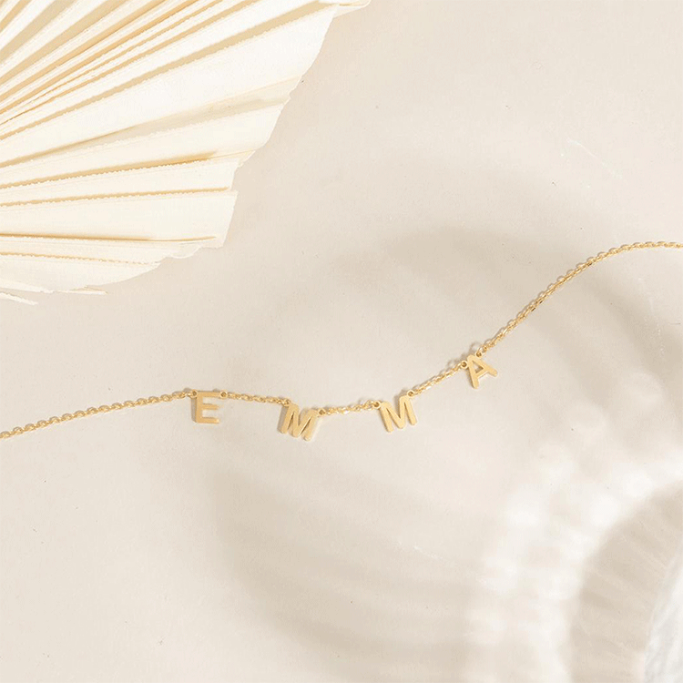 Personalized Name Necklace in Letters Gold for Women