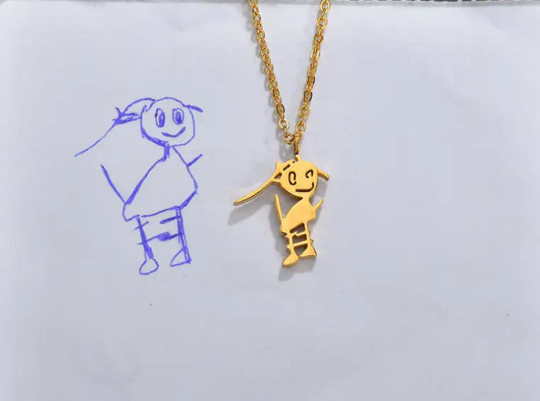 Rostige Stahl-Cartoon-Namenskette für Kinder – Lustiges Schmuckgeschenk
