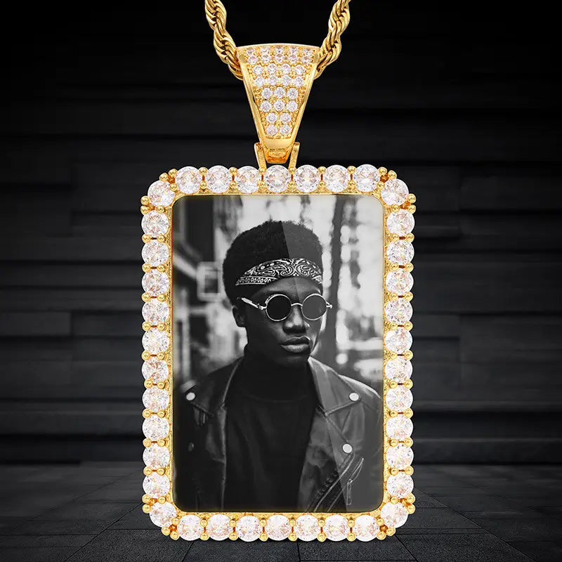 Custom Made Photo Pendant Necklace in Silver with Twist Chain