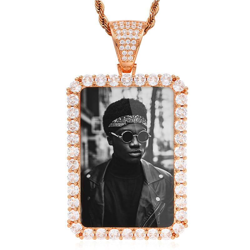 Custom Made Photo Pendant Necklace in Silver with Twist Chain