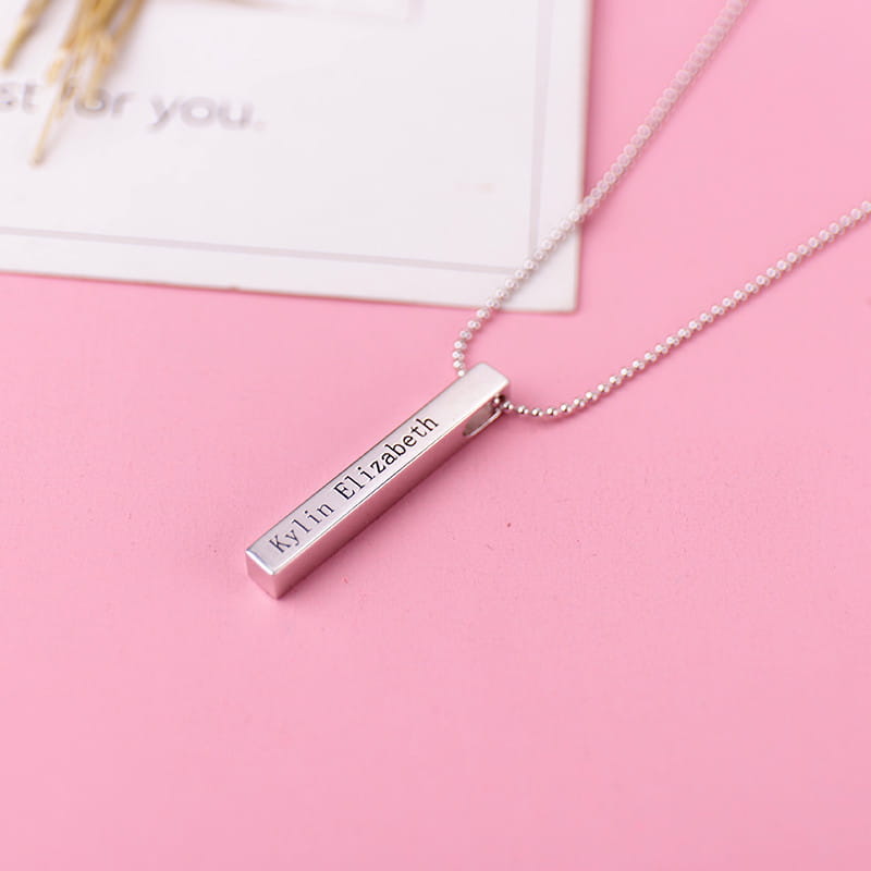 Stylish Silver Bar Necklace from Personalized Silver Bar Name Bracelet Jewelry Chain Gift.