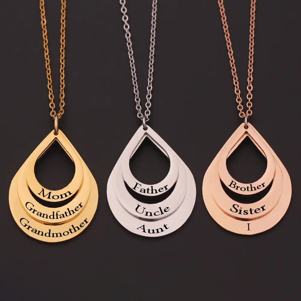 Tricolor Stainless Steel Three Name Letter Necklace for Everyday Style