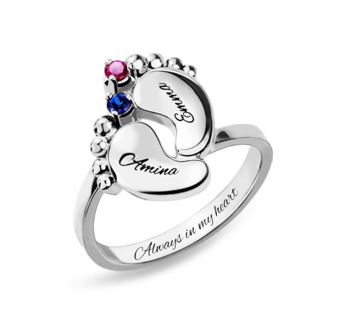 Personalized DIY Foot Name Ring in Pure Silver
