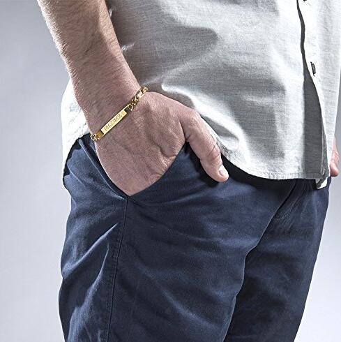 Personalisiertes silbernes Namensarmband für Männer mit gesundheitlichen Vorteilen