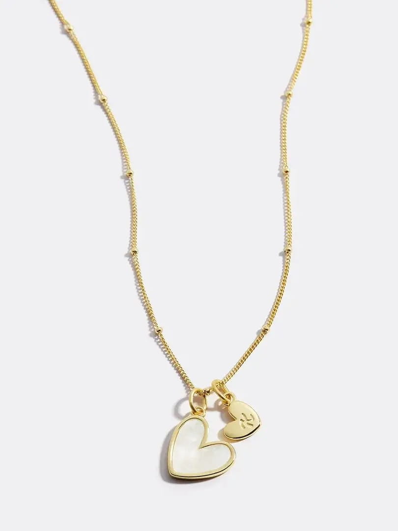 Personalized Silver Heart-Shaped Bead Necklace in Stainless Steel