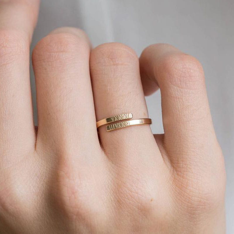 Gold Plated Custom Name Ring for Couples in Adjustable Styles