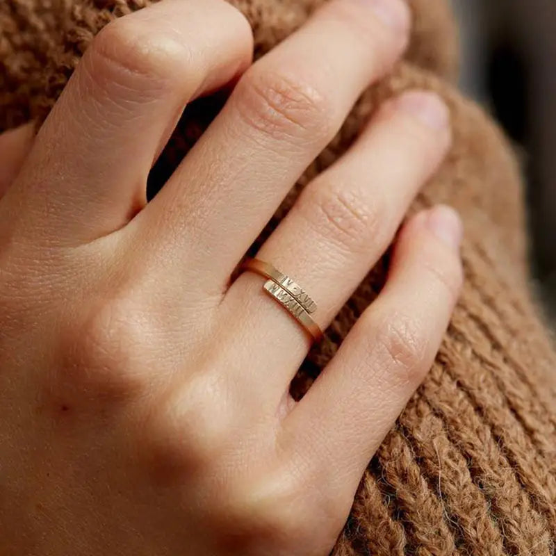 Gold Plated Custom Name Ring for Couples in Adjustable Styles
