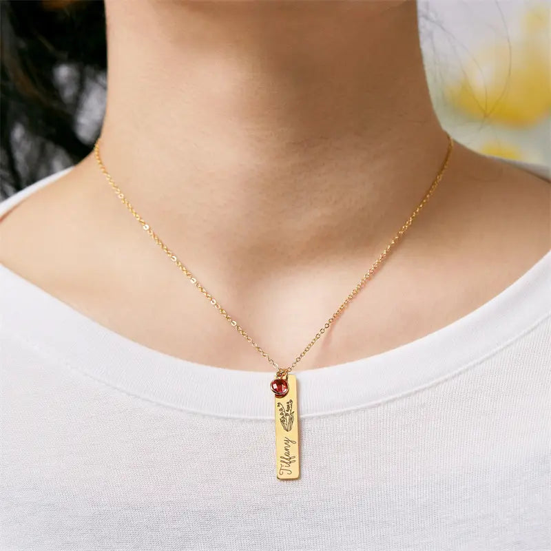 Roségoldene Geburtstags-Blumenstein-Halskette für minimalistischen Stil